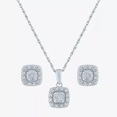 Yes, Please! Womens Natural White Diamond Sterling Silver Cushion 2-pc. Jewelry Set