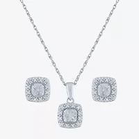 Yes, Please! Womens Natural White Diamond Sterling Silver Cushion 2-pc. Jewelry Set