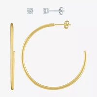 Yes, Please! (G-H / Si2-I1) Womens Diamond Accent Lab Grown White Diamond 14K Gold Over Silver Round 2 Pair Earring Set