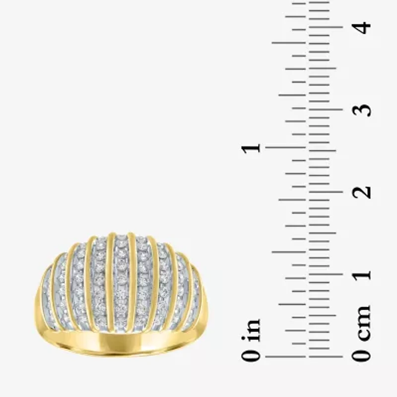 Womens 2MM 1/2 CT. T.W. Natural White Diamond 14K Gold Over Silver Band