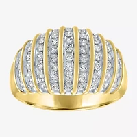 Womens 2MM 1/2 CT. T.W. Natural White Diamond 14K Gold Over Silver Band