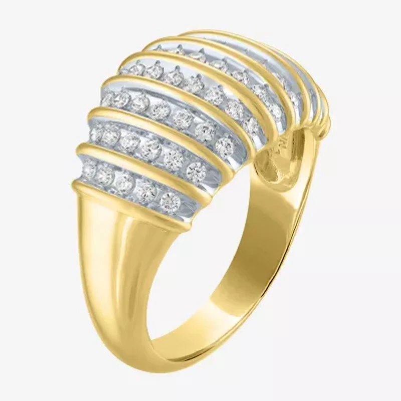 Womens 2MM 1/2 CT. T.W. Natural White Diamond 14K Gold Over Silver Band