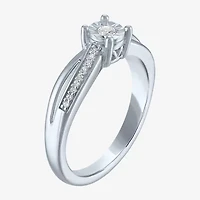 (G-H / Si2-I1) Womens 1/10 CT. T.W. Lab Grown Diamond Sterling Silver Infinity Round Side Stone Cocktail Ring