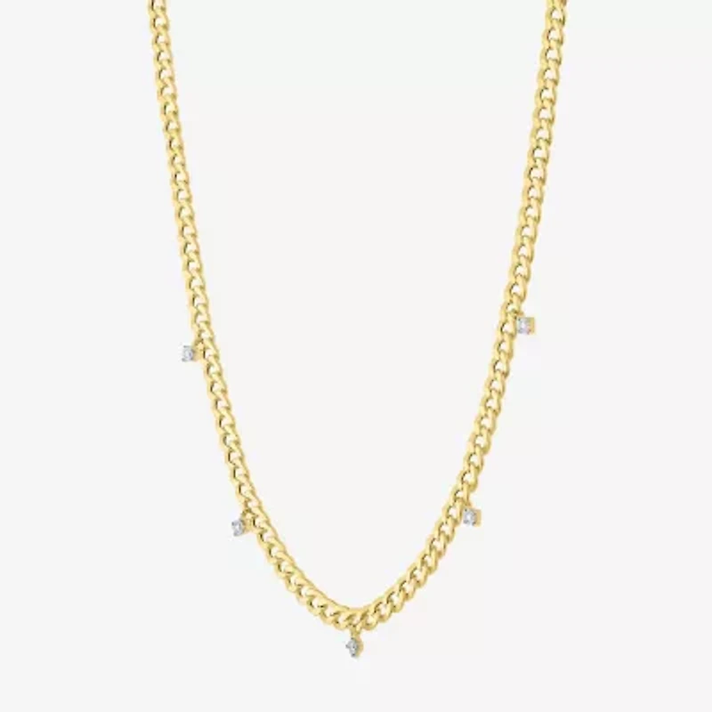 Diamond Addiction (G-H / Si2-I1) Womens 14K Gold Over Silver Sterling Silver 18 Inch Cuban Chain Necklace