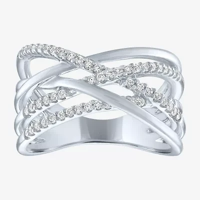 (G-H / Si2-I1) Womens 1/4 CT. T.W. Lab Grown White Diamond Sterling Silver Band