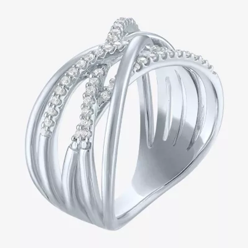 (G-H / Si2-I1) Womens 1/4 CT. T.W. Lab Grown White Diamond Sterling Silver Band