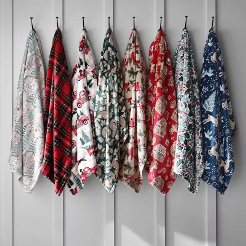 North Pole Trading Co. Holiday Velvet Plush Throw