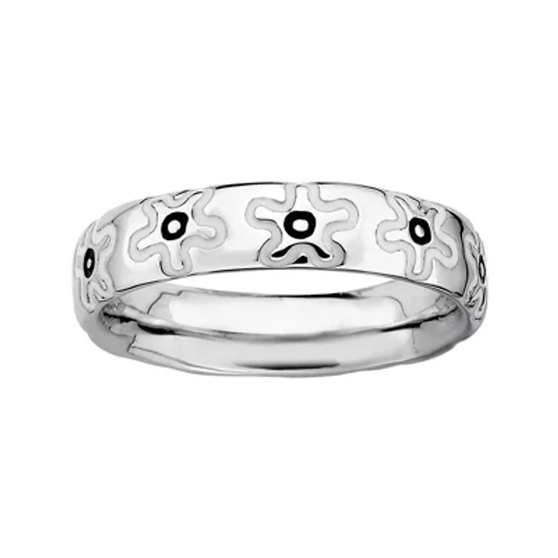 Personally Stackable Sterling Silver Flower Stackable Ring