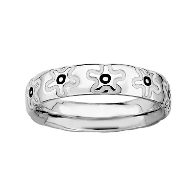 Personally Stackable Sterling Silver Flower Stackable Ring
