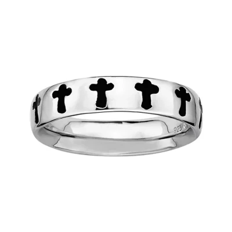 Personally Stackable Sterling Silver Cross Stackable Ring