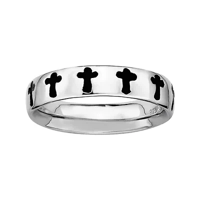 Personally Stackable Sterling Silver Cross Stackable Ring