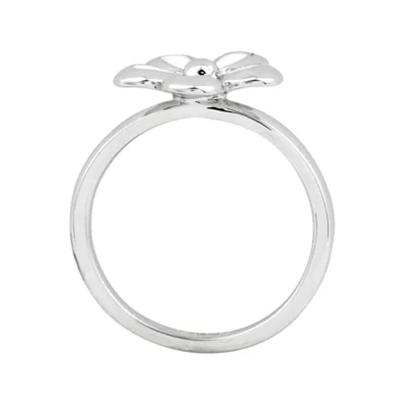 Personally Stackable Sterling Silver White Flower Stackable Ring