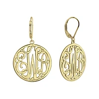 Personalized 14K Gold Over Sterling Silver Monogram Drop Earrings
