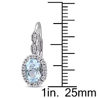 Womens Diamond Accent Genuine Blue Topaz 14K Gold Drop Earrings