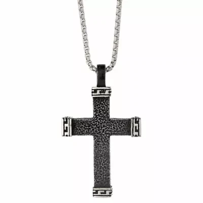 Mens Stainless Steel Cross Inch Pendant Necklace