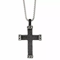Mens Stainless Steel Cross 24 Inch Pendant Necklace