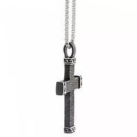 Mens Stainless Steel Cross 24 Inch Pendant Necklace