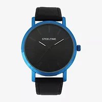 Steeltime Mens Black Leather 2-pc. Watch Boxed Set C6014w-668031b