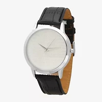 Steeltime Mens Black Leather 2-pc. Watch Boxed Set 998010926091