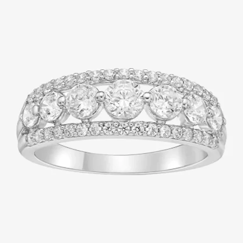Diamonart Womens 3MM Cubic Zirconia Sterling Silver Band