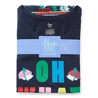 Sleep Chic Womens Crew Neck Long Sleeve 2-pc. Pajama Sets