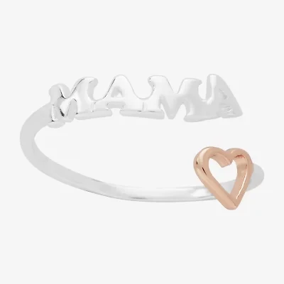 Silver Treasures Mama Womens 14K Gold Over Silver Heart Hypoallergenic Bypass  Band