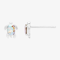 Itsy Bitsy Turtle Multi Color Crystal Sterling Silver 6.4mm Stud Earrings