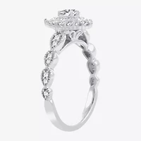 Signature By Modern Bride Womens 1/2 CT.T.W. Natural Diamond 10K or 14K White Gold Pear Side Stone Halo Engagement Ring