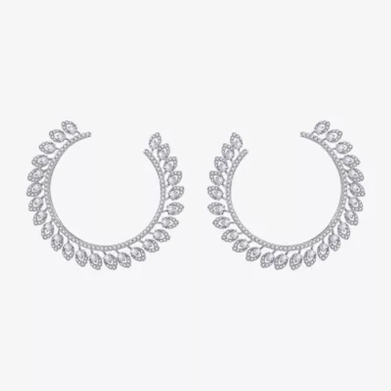 Diamonart Cubic Zirconia Sterling Silver 59.7mm Round Stud Earrings
