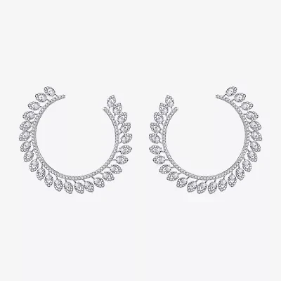 Diamonart Cubic Zirconia Sterling Silver 59.7mm Round Stud Earrings