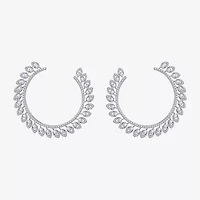 Diamonart Cubic Zirconia Sterling Silver 59.7mm Round Stud Earrings