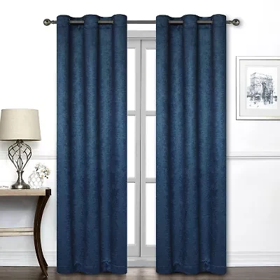 Regal Home Delaney Diamond Grommet Top Embossed Blackout Set of 2 Curtain Panel
