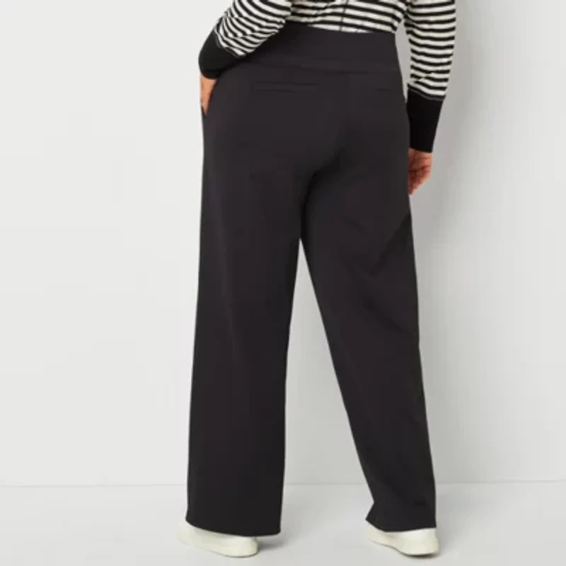 Stylus Womens Wide Leg High Rise Plus Pull-On Pant