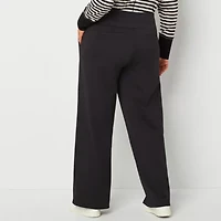 Stylus Womens Wide Leg High Rise Plus Pull-On Pant