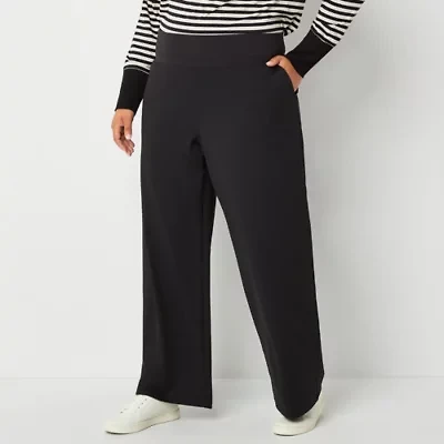 Stylus Womens Wide Leg High Rise Plus Pull-On Pant