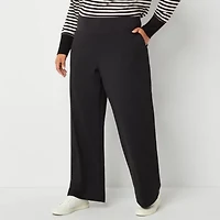 Stylus Womens Wide Leg High Rise Plus Pull-On Pant