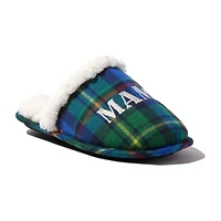 Dearfoams Mama Bear Plaid Scuff Womens Memory Foam Slip-On Slippers