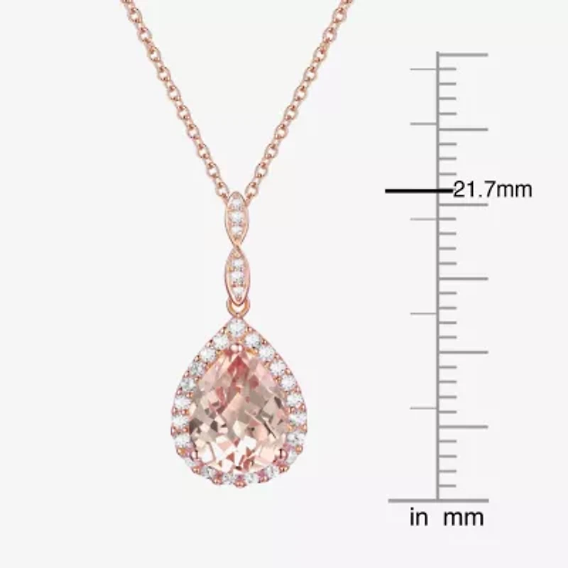 Yes, Please! Womens Lab Created Pink Sapphire 14K Rose Gold Over Silver Pear 18 Inch Pendant Necklace