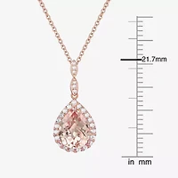 Yes, Please! Womens Lab Created Pink Sapphire 14K Rose Gold Over Silver Pear 18 Inch Pendant Necklace