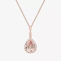 Yes, Please! Womens Lab Created Pink Sapphire 14K Rose Gold Over Silver Pear 18 Inch Pendant Necklace