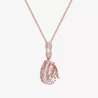 Yes, Please! Womens Lab Created Pink Sapphire 14K Rose Gold Over Silver Pear 18 Inch Pendant Necklace