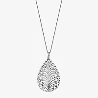 Open Leaf Womens Sterling Silver Pear 18 Inch Pendant Necklace