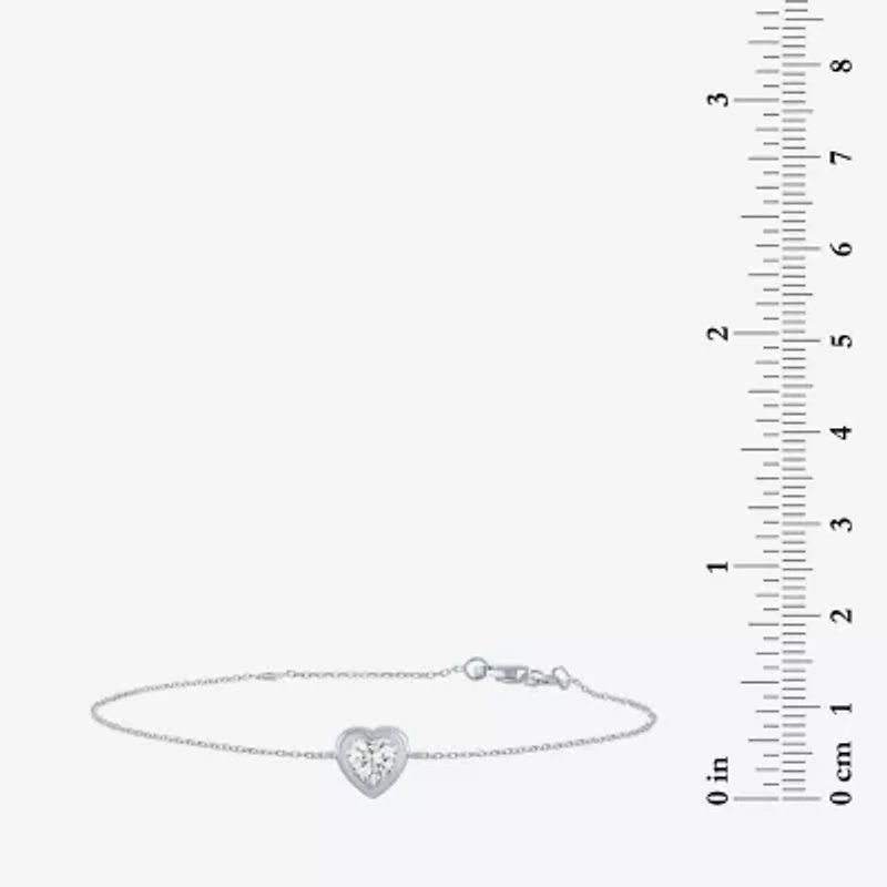 Diamond Addiction (G-H / Si2-I1) Womens 10K Gold 8 Inch Cable Heart Chain Bracelet