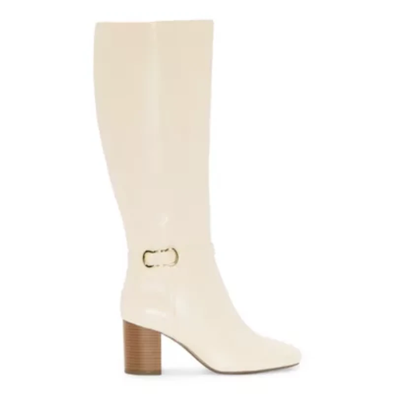 Liz Claiborne Womens Hutton Wide Calf Stacked Heel Riding Boots