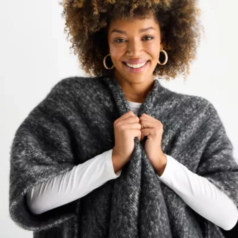 a.n.a Heavy Knit With Extreme Fringe Wrap