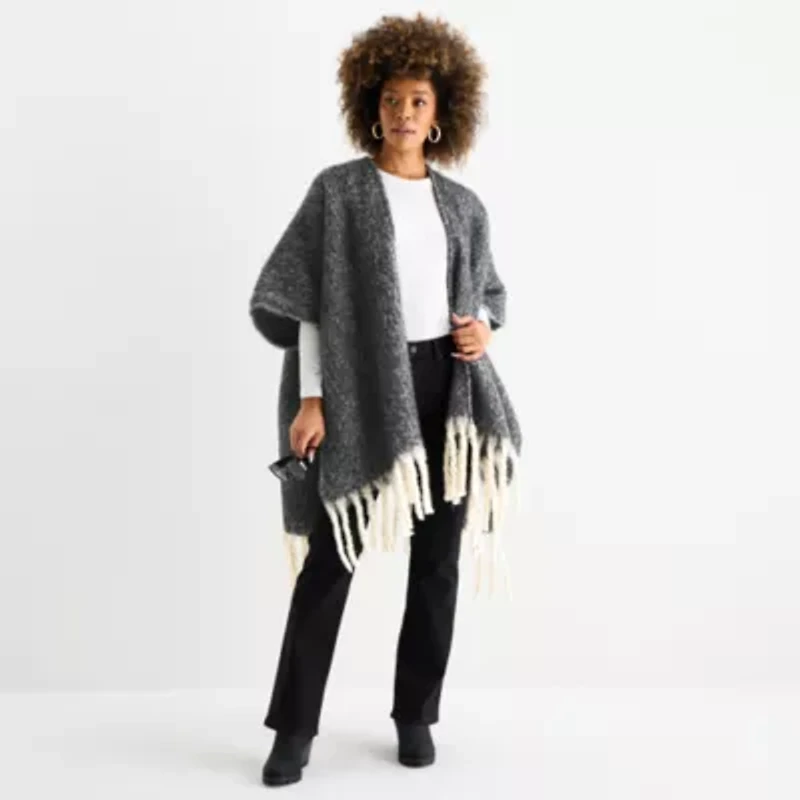 a.n.a Heavy Knit With Extreme Fringe Wrap