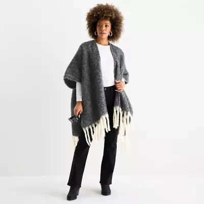 a.n.a Heavy Knit With Extreme Fringe Wrap