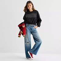 Womens Crew Neck Long Sleeve Stranger Things Juniors Sweatshirt