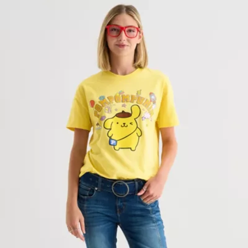 Pompompurrin Boyfriend Tee Womens Crew Neck Short Sleeve Regular Fit Juniors Graphic T-Shirt