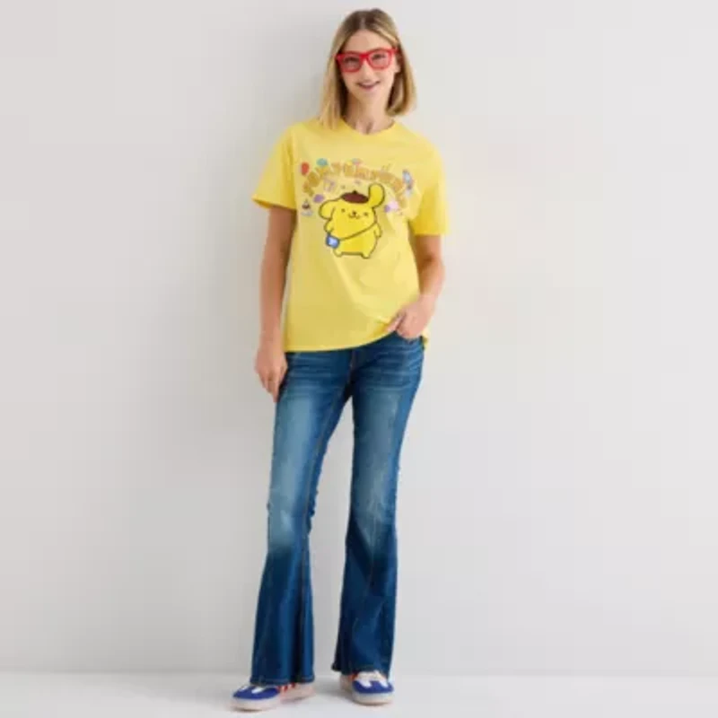 Pompompurrin Boyfriend Tee Womens Crew Neck Short Sleeve Regular Fit Juniors Graphic T-Shirt